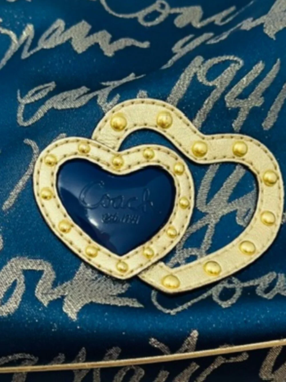 COACH Ltd Ed. 1941 NY Poppy Lurex Celeb. Soho Hobo 2 Heart Bag Navy CertofAuth - Picture 5 of 16